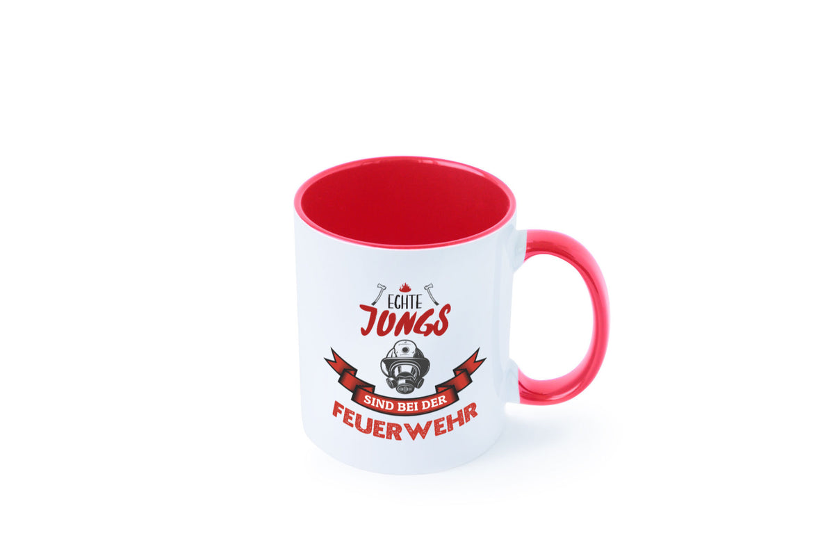 Echte Jungs sind bei der Feuerwehr | Feuerwehrmann lustiger Spruch Geschenk Tasse