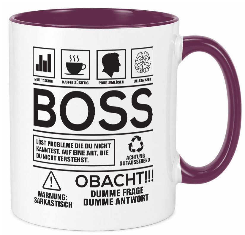 Achtung Probleme Boss | Führungskraft Vorgesetzter lustig Humor Geschenkidee Tasse
