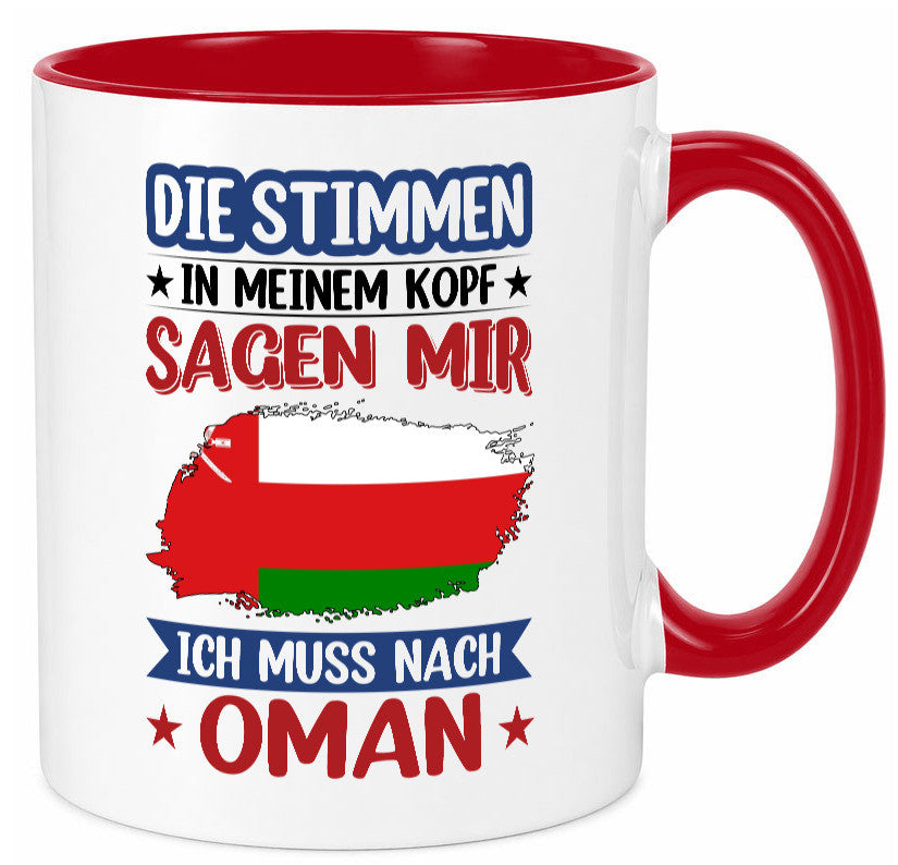 Oman | Urlaub Stimmen in meinem Kopf Traumland v2 lustig Familie Geschenkidee Tasse