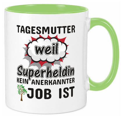 Tagesmutter Superheldin | Beruf Tasse Kinderzeichnung Geschenkidee Familie Humor