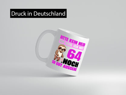 64. Geburtstag | Bitte kein neid Faultier 64 Jahre v2 lustiger Spruch Geschenk