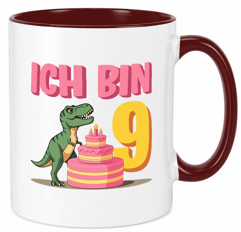 9 Geburtstag | Jahre Dinosaurier mit Kuchen Geschenk Geschenkidee lustiger Tasse