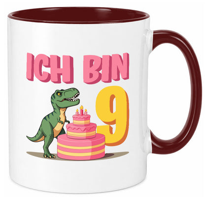 9 Geburtstag | Jahre Dinosaurier mit Kuchen Geschenk Geschenkidee lustiger Tasse