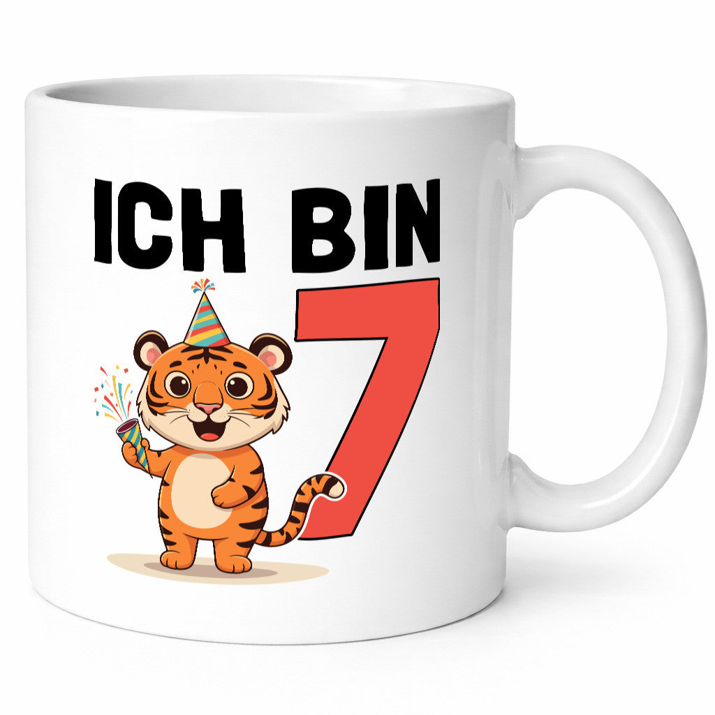 7. Geburtstag | 7 Jahre Tiger Geschenk Geschenkidee lustiger Spruch Tasse