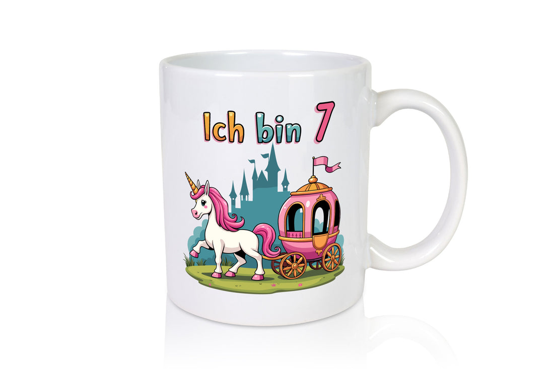 7. Geburtstag | Prinzessin in Kutsche Einhorn lustiger Spruch Geschenk Tasse