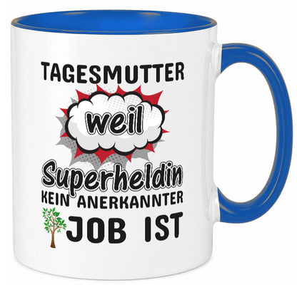 Tagesmutter Superheldin | Beruf Tasse Kinderzeichnung Geschenkidee Familie Humor