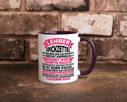 Lehrer Spickzettel | Beruf Tasse lustiger Spruch vl8 Geschenkidee Arbeit