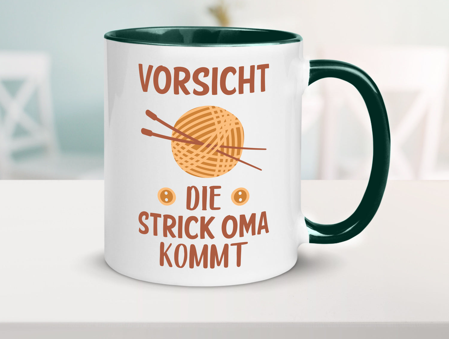 Vorsicht, Strickoma kommt | Wolle Stricknadeln Humor Familie Geschenkidee Tasse