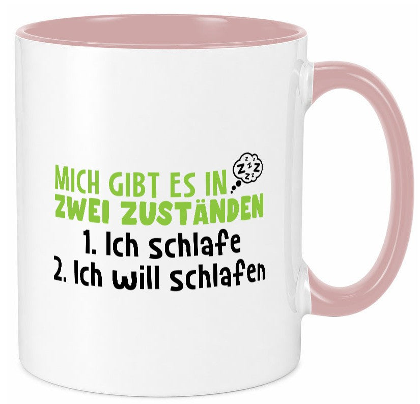 Zwei Zustände | Schlaf Faulpelz Schlafmütze Müdigkeit lustig Humor Geschenkidee Tasse