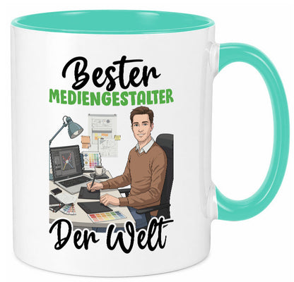 Bester Mediengestalter | Medien v2 Geschenk Humor Geschenkidee lustiger Spruch Tasse