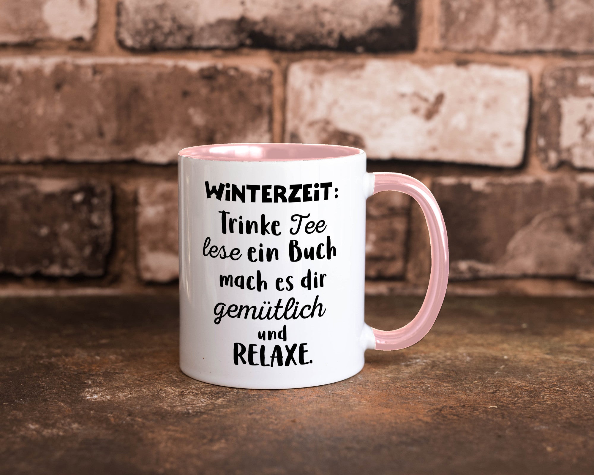 Winterzeit Trinke Tee und mach es dir Gemütlich Geschenkidee Humor Tasse