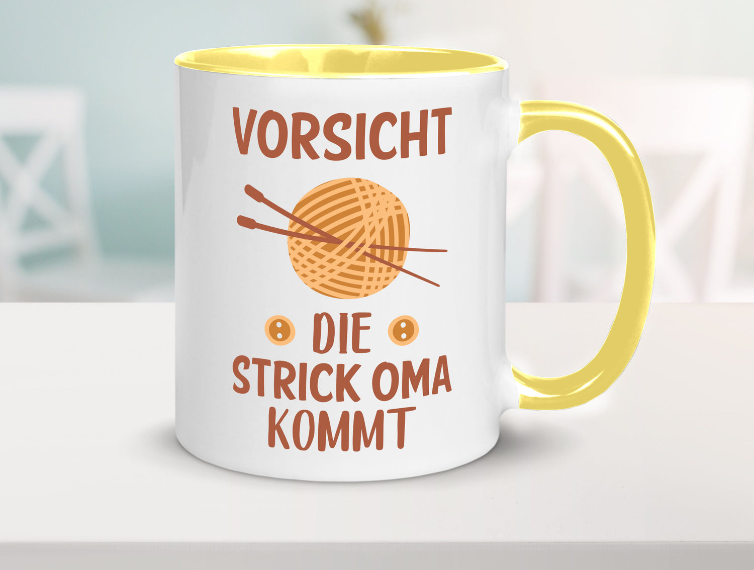 Vorsicht, Strickoma kommt | Wolle Stricknadeln Humor Familie Geschenkidee Tasse