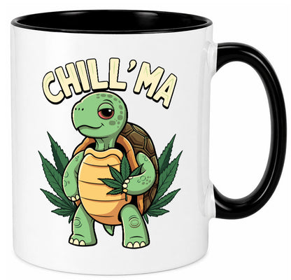 Chill ma | Cannabis Schildkröte v2 Geschenk Humor Geschenkidee lustiger Spruch Tasse