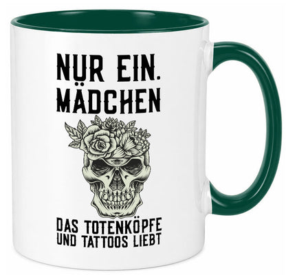 Mädchen |Tattoos und Totenköpfe | Tätowieren Rockabilly Humor Geschenkidee Tasse