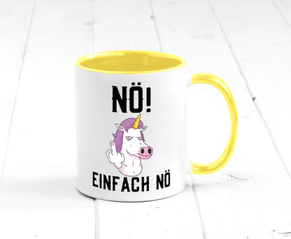 Einfach Nö | Keinen Bock Einhorn Mittelfinger Comic Geschenkidee Humor Tasse