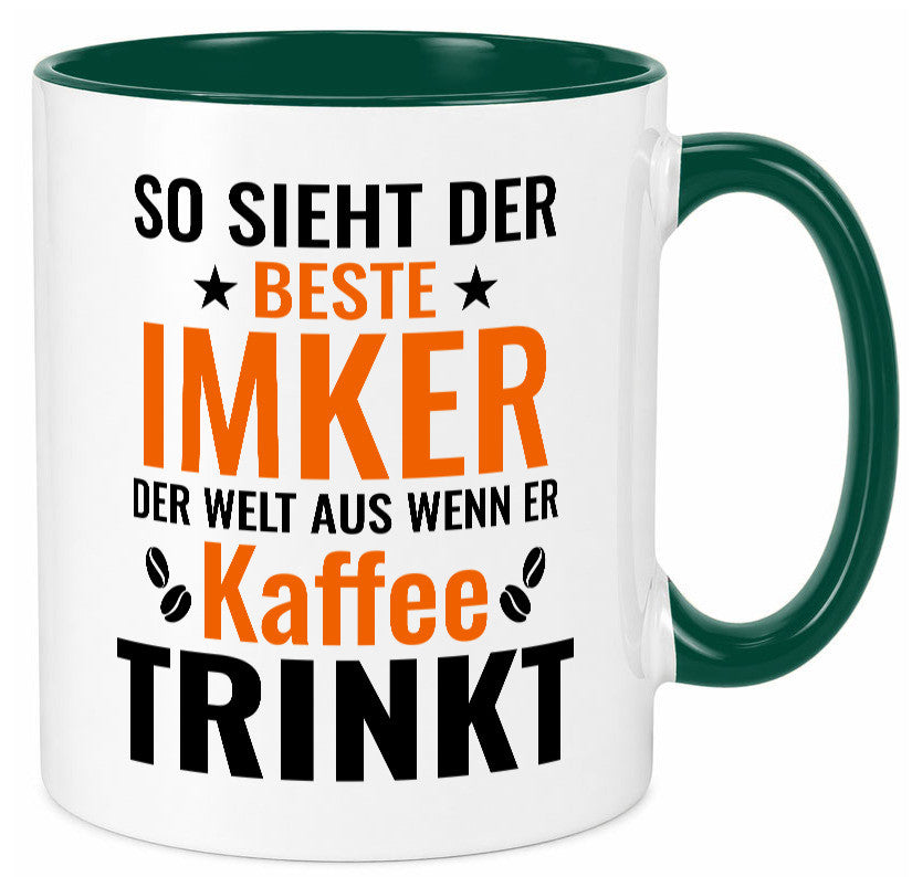Kaffee trinkt: Imker | Imkerei lustiger Spruch Geschenk Humor Geschenkidee Tasse