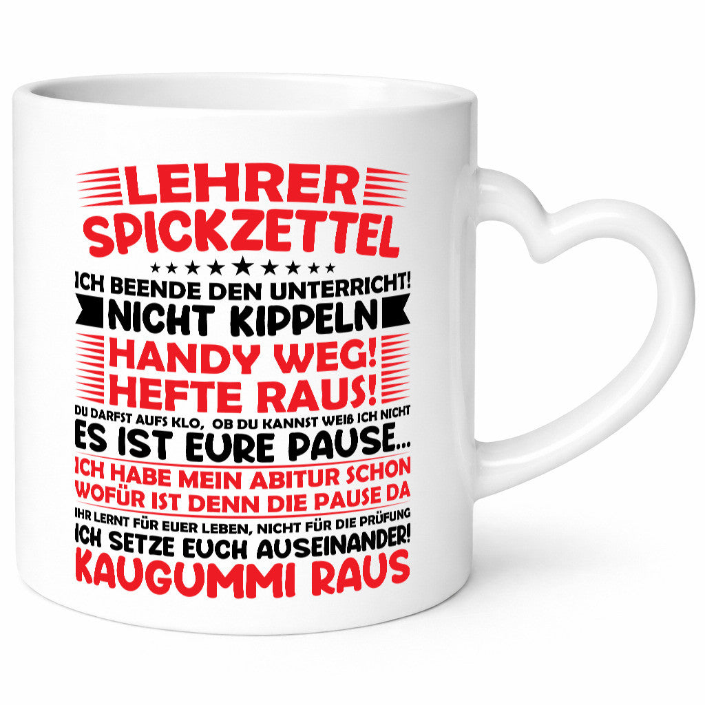 Lehrer Spickzettel | Beruf Tasse lustiger Spruch vl9 lustig Arbeit Kollegen
