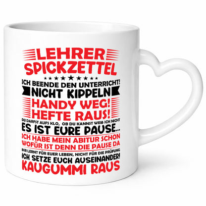 Lehrer Spickzettel | Beruf Tasse lustiger Spruch vl9 lustig Arbeit Kollegen