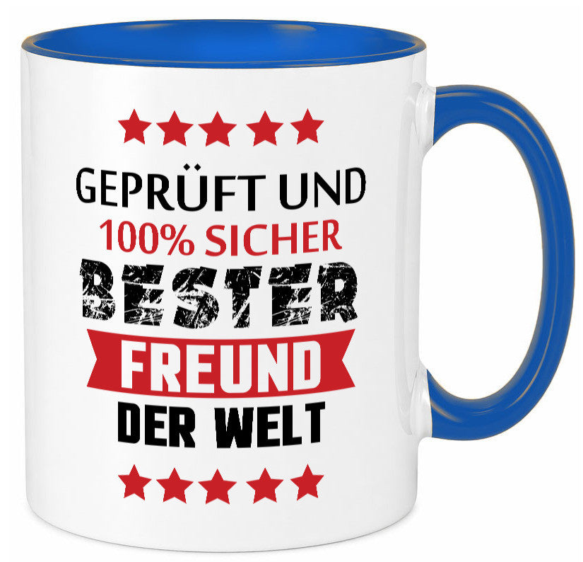Geprüft &amp; Sicher bester Freund | Freundschaft lustiger Spruch Geschenk Humor Tasse