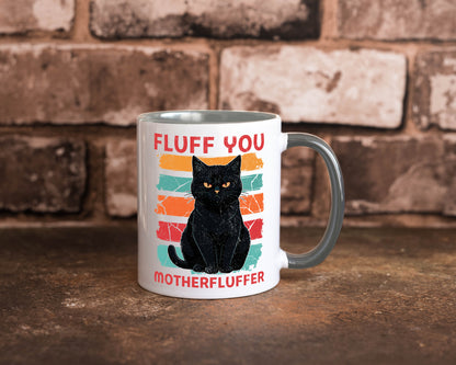 Fluff you Motherfluffer | Schwarze Katze Böse Humor Tierliebhaber Geschenkidee