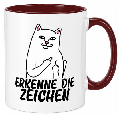 Erkenne die Zeichen | Katze Schatten Mittelfinger Geschenk Tierliebhaber Humor