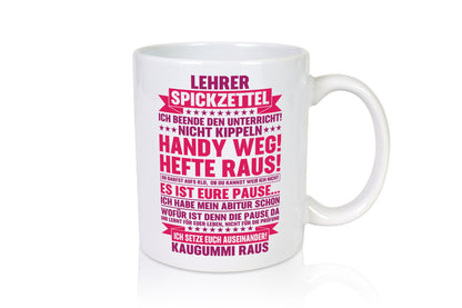 Lehrer Spickzettel | Beruf Tasse lustiger Spruch vl6 Geschenk Arbeit Kollegen