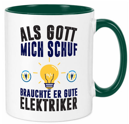 Als mich Gott schuf | Elektriker Arbeit Humor Kollegen Büro Geschenkidee Tasse