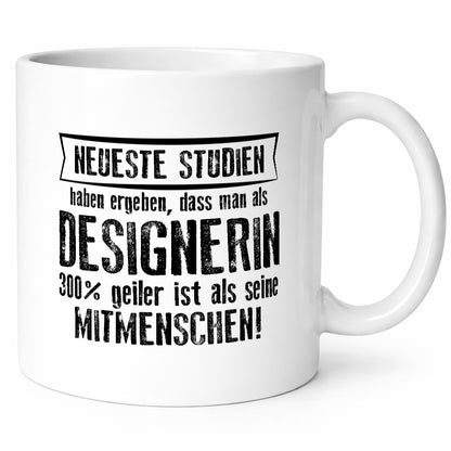 Neuste Studien: Designerin | Mode Geschenkidee Humor Tasse