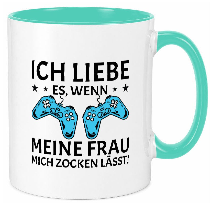 Ich liebe es zu zocken | Controller Sterne lustiger Spruch Geschenk Humor Tasse