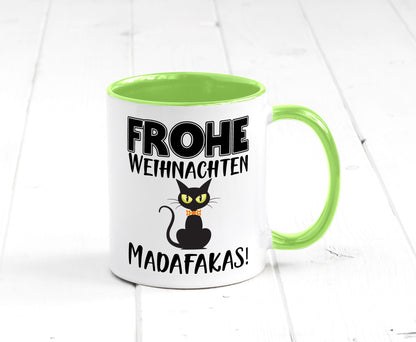 Frohe Weihnachten Madafakas! | Katze Tasse Vintage lustiger Spruch Geschenk