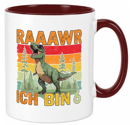 6. Geburtstag | 6 Jahre rarrrr ich bin Dinosaurier Humor Geschenkidee Tasse
