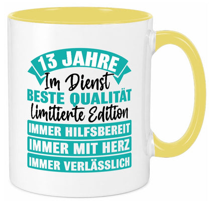 13 Jahre im Dienst | Jubiläum Arbeit lustiger Spruch Geschenk Kollegen Büro Tasse