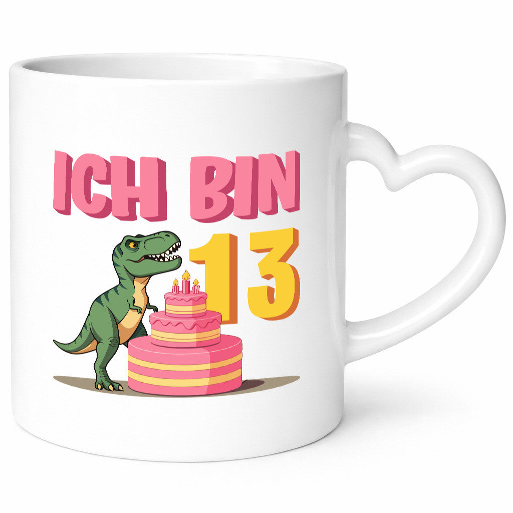 13 Geburtstag | Jahre Dinosaurier mit Kuchen Humor Geschenkidee Tasse