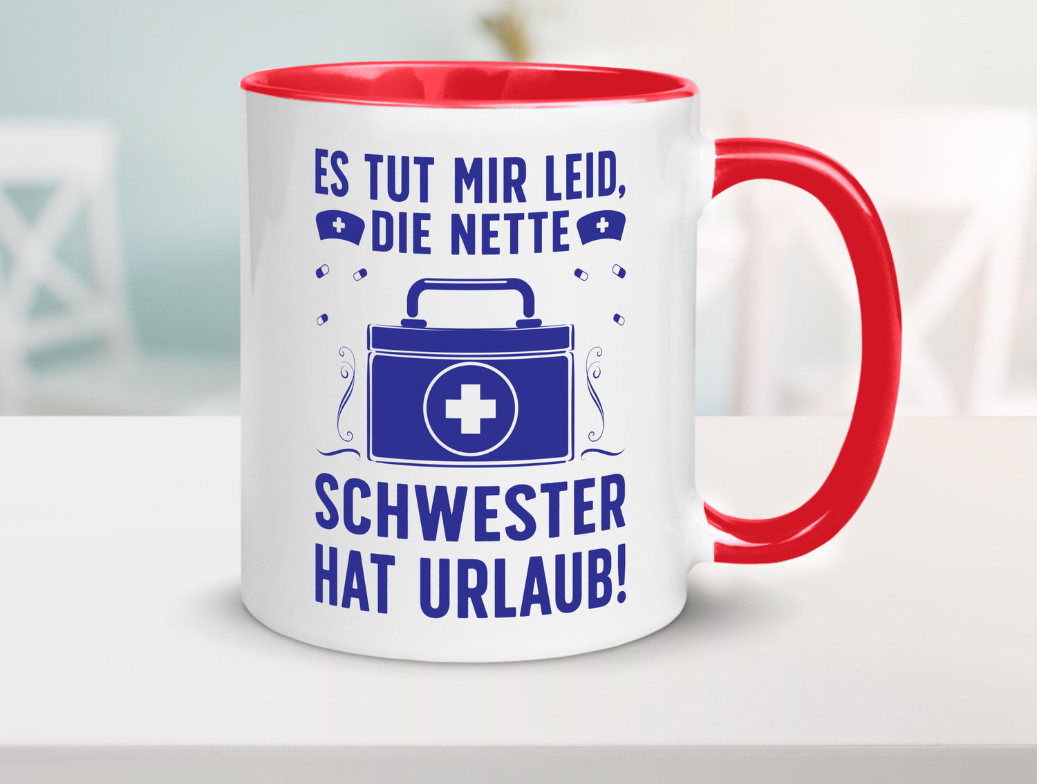 Nette Schwester hat Urlaub | Arztkoffer Tabletten lustiger Spruch Geschenk