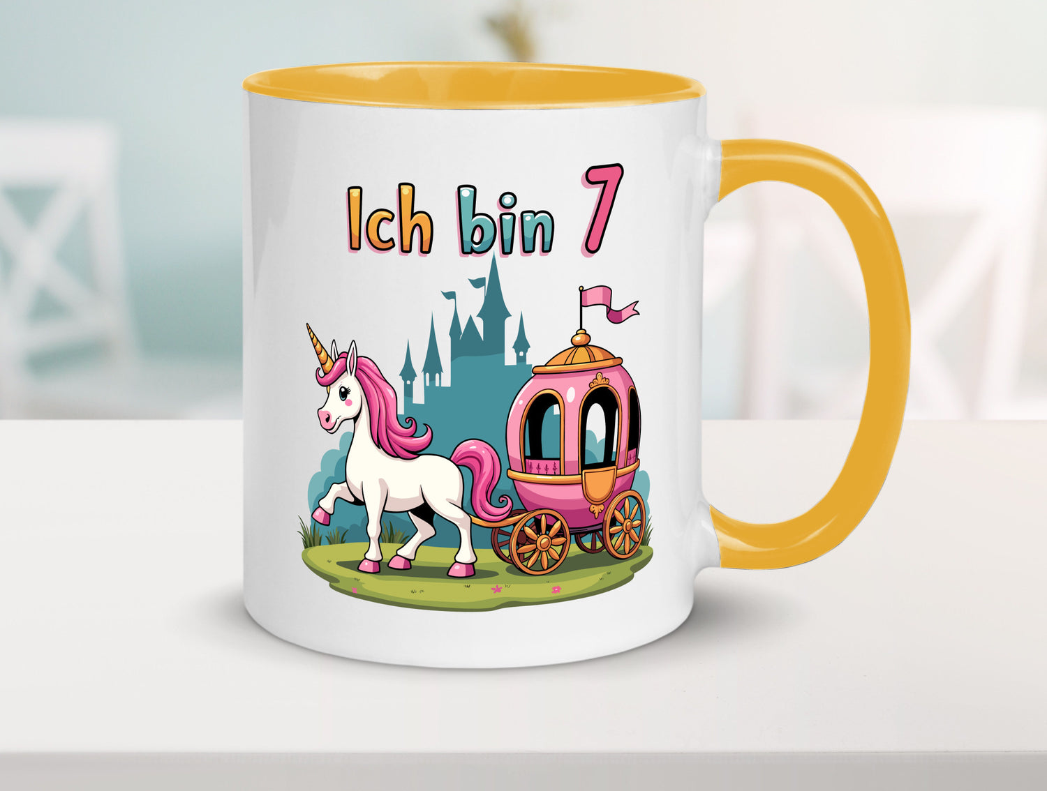 7. Geburtstag | Prinzessin in Kutsche Einhorn lustiger Spruch Geschenk