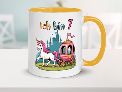 7. Geburtstag | Prinzessin in Kutsche Einhorn lustiger Spruch Geschenk