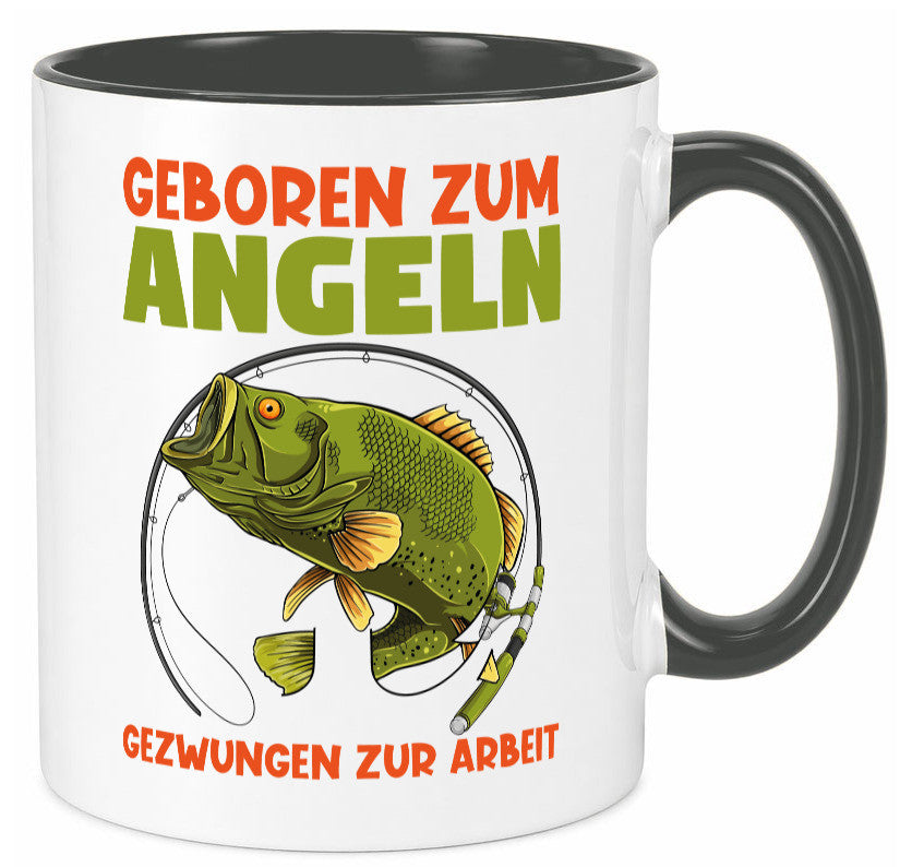 Geboren zum Angeln | Angler Tasse Fischer Spruch Humor Geschenkidee
