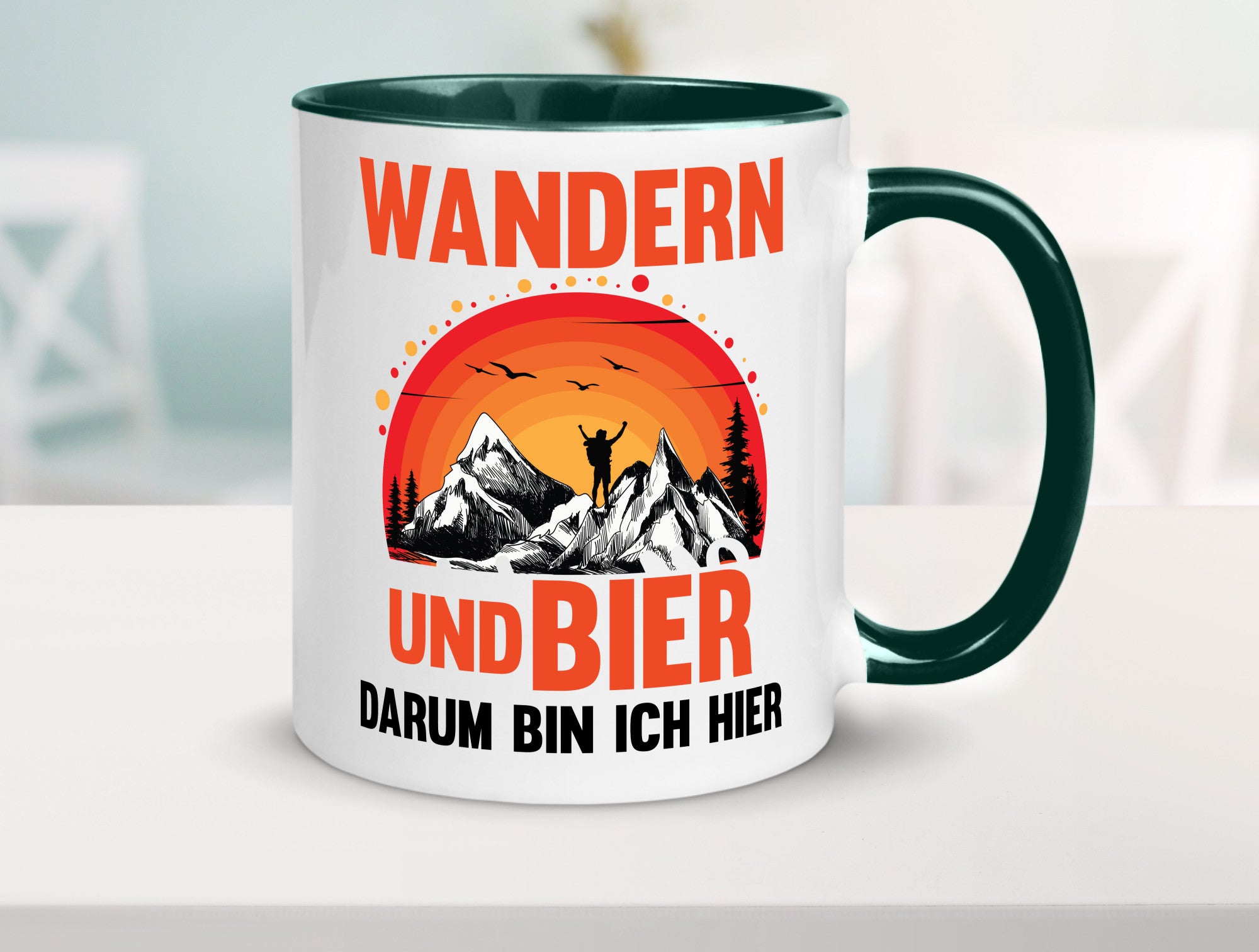 Wandern und Bier darum bin ich hier | lustiger Spruch Geschenk Humor