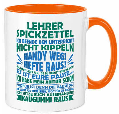 Lehrer Spickzettel | Beruf Tasse lustiger Spruch vl2 Geschenk Arbeit Kollegen