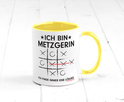 Löse Probleme: Metzgerin | Fleischerin Humor Geschenkidee Tasse