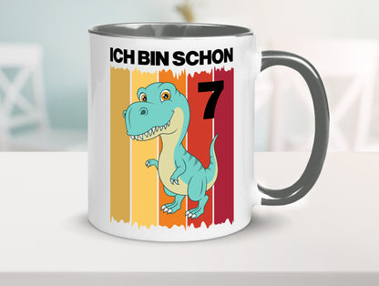 7. Geburtstag | 7 Jahre Dinosaurier lustiger Spruch Geschenk Geschenkidee Tasse