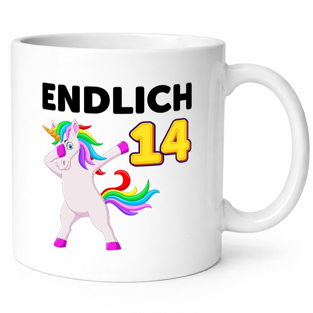 14. Geburtstag | endlich 14 Jahre Einhorn Mädchen Geschenkidee Humor Tasse