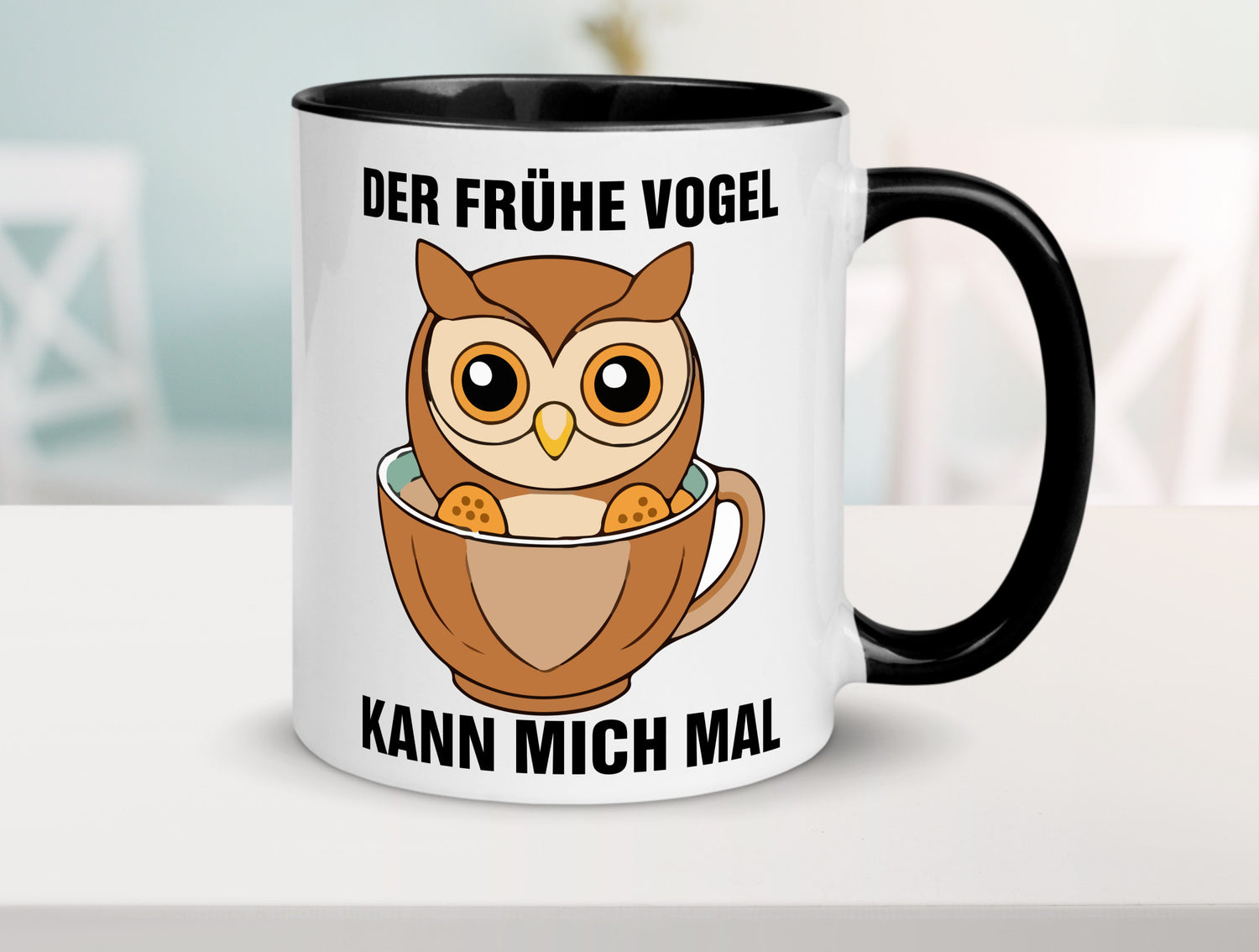 Der frühe Vogel kann mich mal | Eule Morgenmuffel v2 lustiger Spruch Geschenk