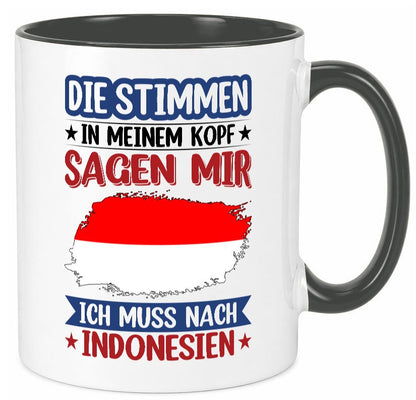 Indonesien | Urlaub Stimmen in meinem Kopf Traumland Geschenk Humor Tasse