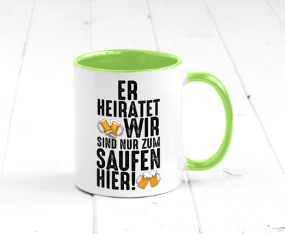 JGA | Er heiratet Junggesellenabschied Polterabend v2 lustiger Spruch Geschenk