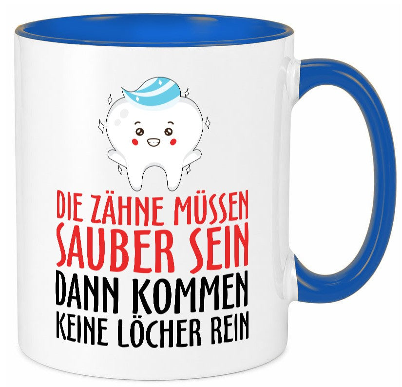 Sauber Zähne lustiger Spruch Geschenk Humor Geschenkidee Tasse