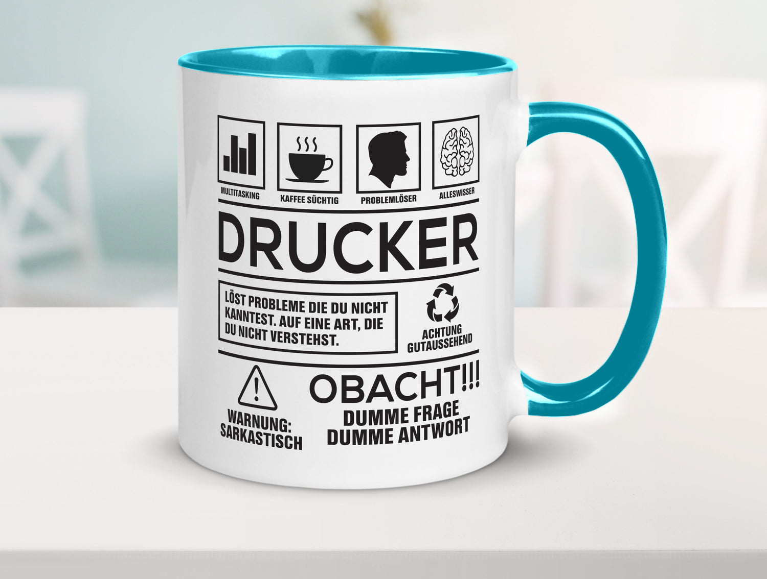 Achtung Probleme Drucker | Druckerei Print Medien Humor Geschenkidee Tasse