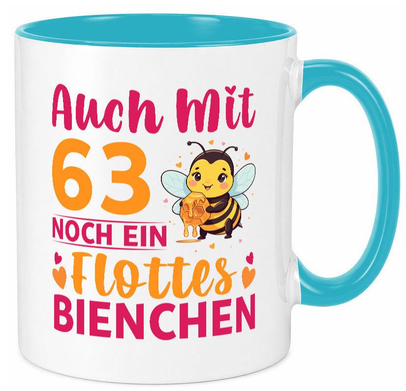 63. Geburtstag | Flottes Bienchen 63 Jahre lustiger Spruch Geschenk Tasse