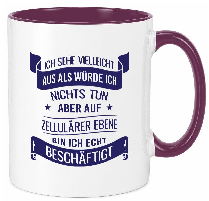Sehe aus als würde ich nichts tun, bin beschäftigt | Sterne Geschenk Humor Tasse