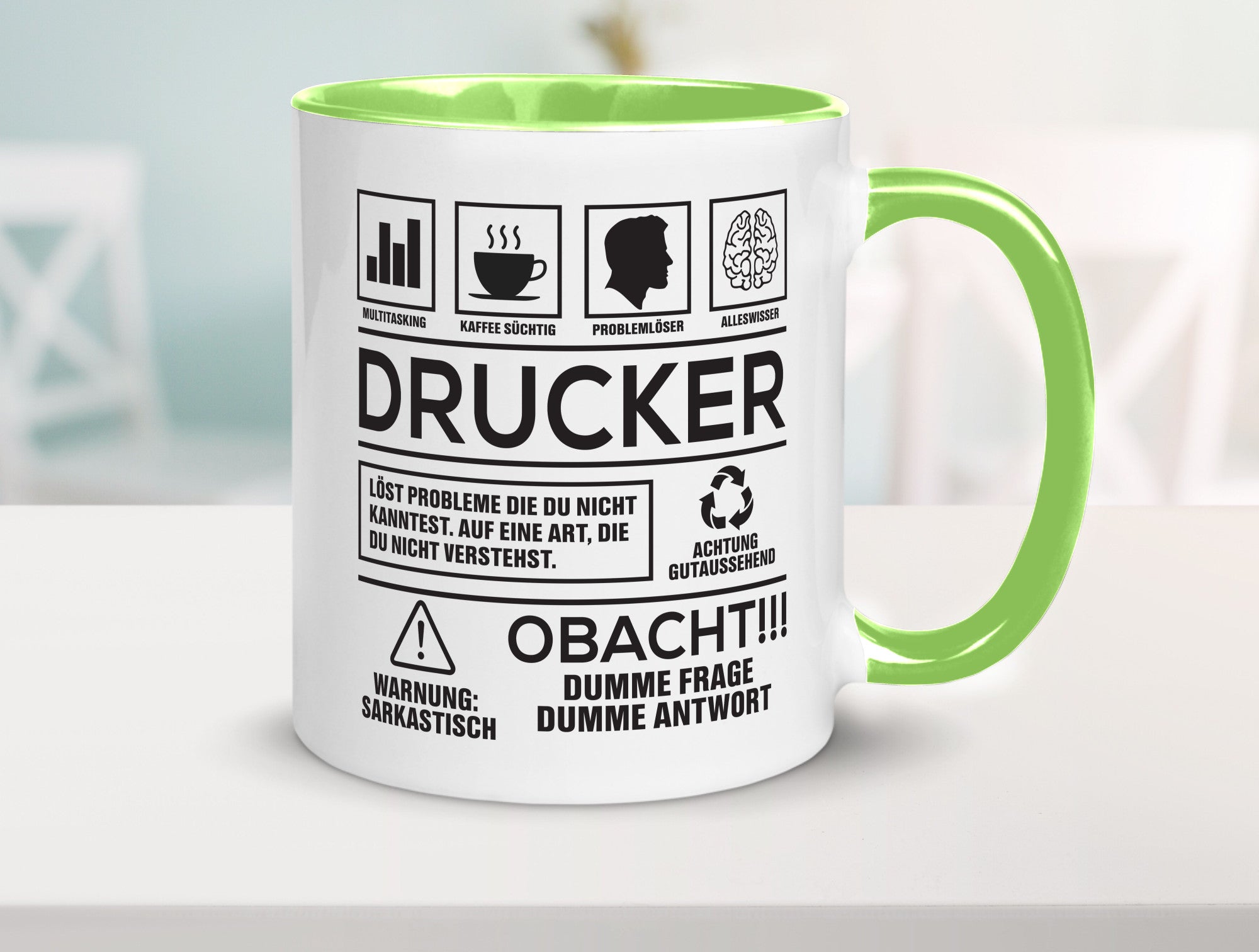 Achtung Probleme Drucker | Druckerei Print Medien Humor Geschenkidee Tasse